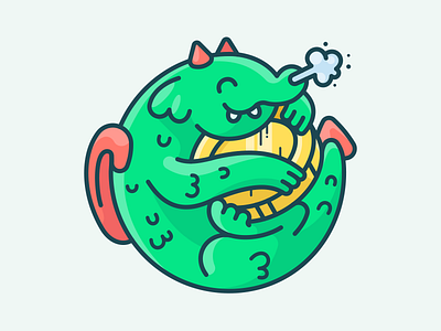 Baby Dragon animal baby character coin dragon guy icon illustration lizard man money sticker