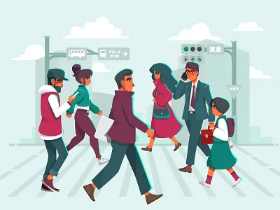 People Crossing character design design flat illustration people