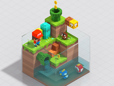 Little Mario 3d colorfull isometric magicavoxel mario bros nintendo voxel art