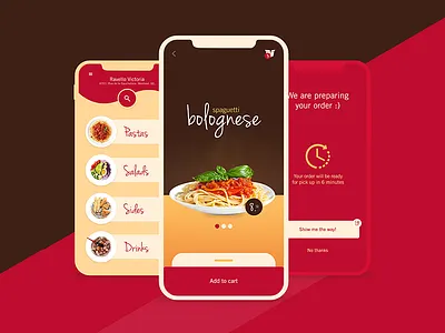 Ravello - Pasta to go! (UX/UI and art direction) drive thru drive thru food app food to go food ui italian food pasta pasta app pasta delivery restaurant app resto ui takeout