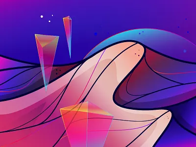 Alone in the dune #7 abstract design digital illustration illustrator landscape shapes