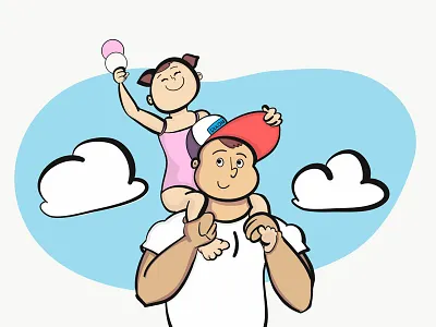 Pool Day daughter family father fun icecream ipad pigtails pool smiling swimsuit vector