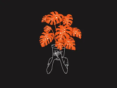 #82. Working on sunday art illustration philadendron sunday