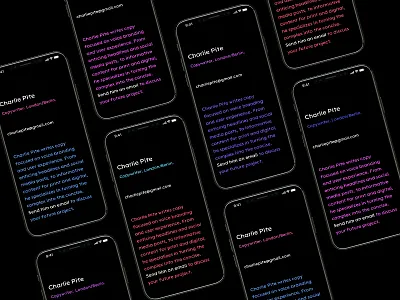 Charlie Pite — Mobile Web branding code font interactive lack personal identity typography ui ux web web design website