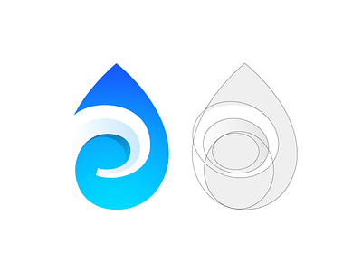 E + Drop Logo Concept (Unused for Sale) brand identity branding graphic concept exploration wip for sale buy unused for sale unused buy grid gradient modern startup letter e wave circles logo mark symbol icon water drop droplet tear