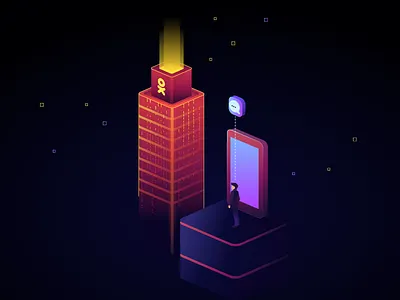 Social Limbo app city communication gradients illustration lights media mobile night social user vector