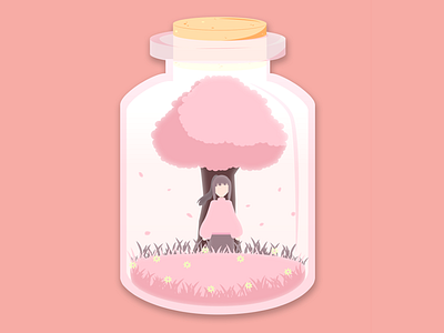 Garden bottle garden illustration personal illustration personal project pink vector