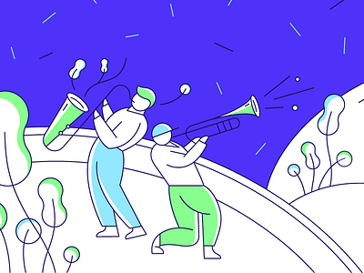 Music-Detail daily dance festival guitar illustration music particle party pattern plants trumpet