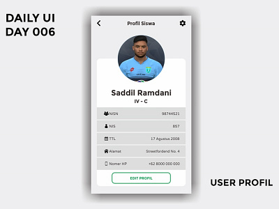 Daily UI Day 006 - User Profil 100 day challenge dailyui uidesign uiux user interface