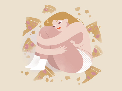 Learn to love Yourself /02 chubby food illustration love pizza woman