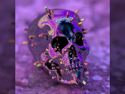 Skull 3d art cinema 4d close up design diamond gold skull