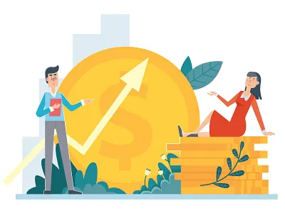 Business Finances business character finance flat girl grow illustration startup
