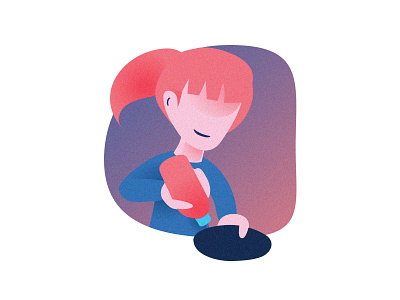 Character Adding Flavour To Food Illustration colourfull illustration eating food girl illustration kethup vivid colours