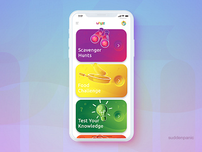 Kids Explorer Menu app bright clean gradient illustration illustrator ios menu mobile mock ui ux