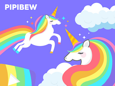 Pipibew rainbow unicorn logo design colorful fantasy horse icon design logo magic pegasus pipibew pony rainbow unicorn youtube