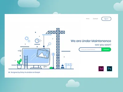 Under Maintenance page Exploration analytics app clean dashboard ui ux website