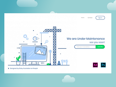 Under Maintenance page Exploration analytics app clean dashboard ui ux website