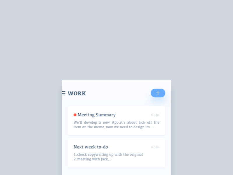 Simple memo app ui