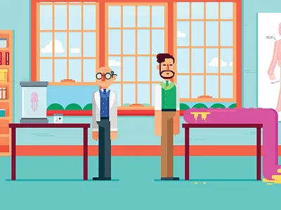 Lab 2d animation character design design explainer video illustration scientists