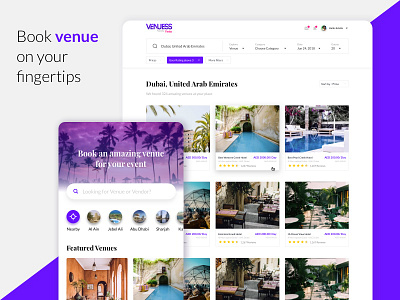 Venue Booking application booking design dubai hotel landing page ui ux venue website