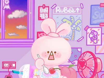 RuBee’s summer time colors cute drawing illustration picture rabbit