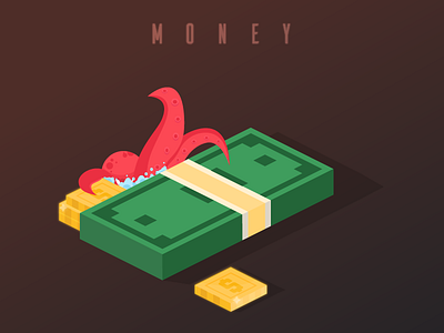 Time is Money bill cash coin dollar isometric money octopus