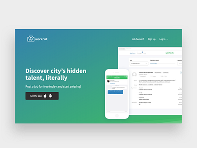 Workruit Website homepage landing page ui ux website