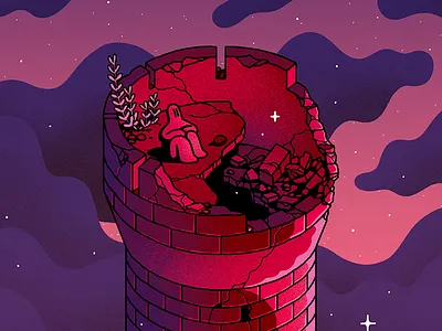 Tower Ruins castle clouds dissolve drawing illustration photoshop pink purple red ruins sky tower