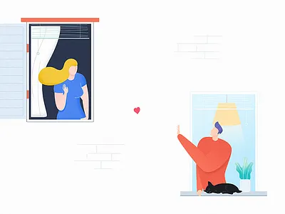 She lives next door 🙋❤️🙋‍♂️ greet hello hey illustration mlgb next door she uoko window