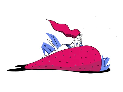 Strawberry Getaway chill cocktail fruit illustration strawberry summer woman