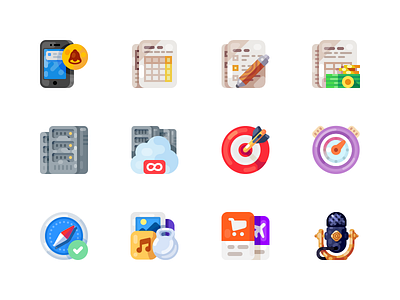 Medium-Sized Icons, part 8 calendar icon illustration mic microphone mobile phone server smartphone speaker