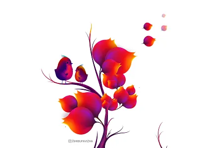 Nature is the art of God (Digital Art) birds colourful digital art illustration forest leaves nature photoshop