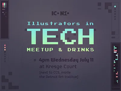 ICON10 Tech Meetup conference data drinks event icon lights meetup pixels retro stats tech