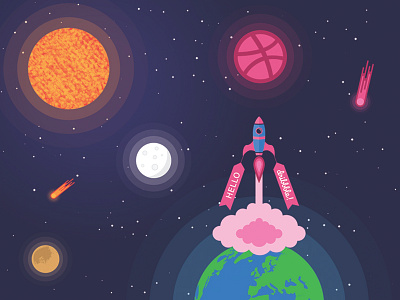 Hello dribbble debut shot design dribbble hello space