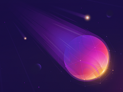 Dio asteroid comet cosmos illustration planet polygon space star ui universe ux vector