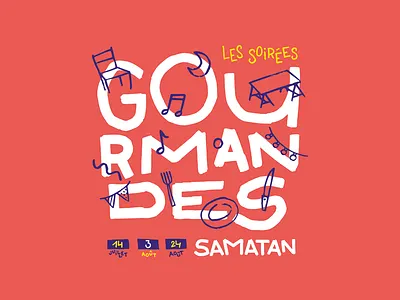 Soirées Gourmandes 2018 food france gastronomy gourmandes night party pink poster samatan