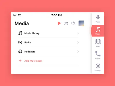 Daily UI 034 — Car Interface car daily ui daily ui 034 dashboard media music red simple ui ux