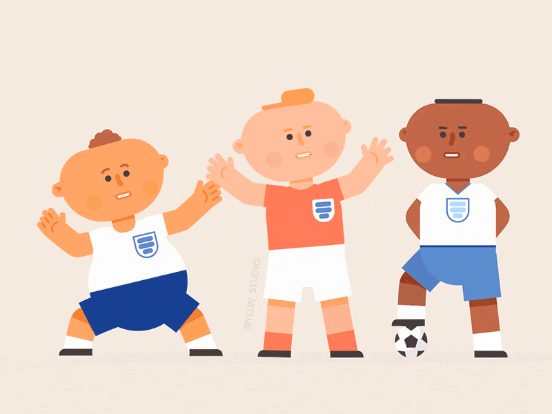 It's coming home 2d character cup england flat football loop rubberhose soccer vector world