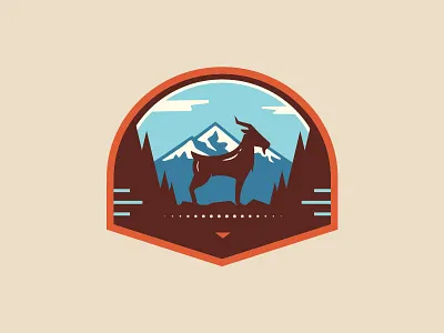 G.O.A.T. badge goat horns illustration mountains vector wilderness