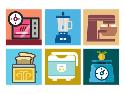 kitchen equitment flat design icon set kitchen