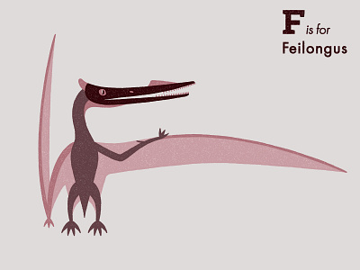 F is for Feilongus adobe animal extinct illustration illustrator letter pterosaur vector
