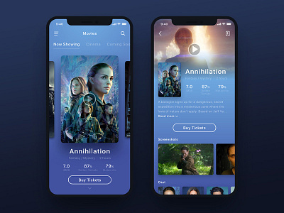 Movie App UI - Annihilation annihilation app book buy cinema film iphonex mobile movie ticket ui ux