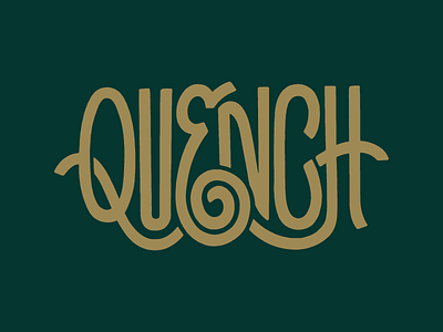 Quench Logotype 2d branding flat hand lettering illustration kombucha lettering logo logotype packaging script vintage