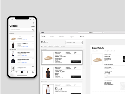 Swish browser browser extension case study e commerce grid layout mobile orders shopping ui user experience user interface