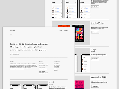 justinandre.io grid portfolio ui ux website wireframe