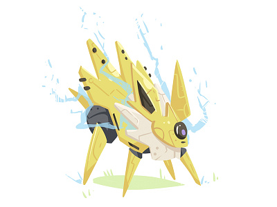 Jolteon-bot digital illustration jolteon pokemon robot