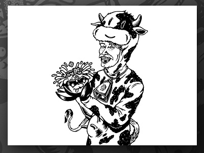 Sweet Cow beer beerlabel blackandwhite brewery character chop cumformers drawing illustration label lukeb markers