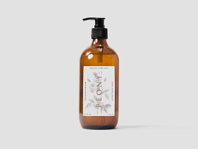 Peony Hand Soap apothecary beauty bottle floral label minimal package packaging peony rose skincare soap