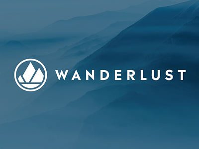 Wanderlust Logo brand identity branding design graphic design identity logo madera mark mountains outdoors travel type