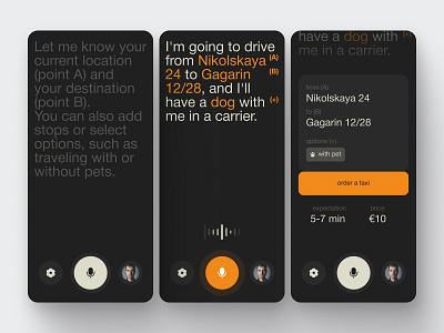 Voice-Controlled Taxi App – Ride Booking UI ai app app design dark mode design drive app interface minimal mobile app modern popular taxi taxi app ui ux voice web